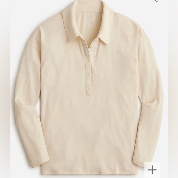 J. Crew Tops - J. Crew Cream Long-Sleeve Polo Shirt